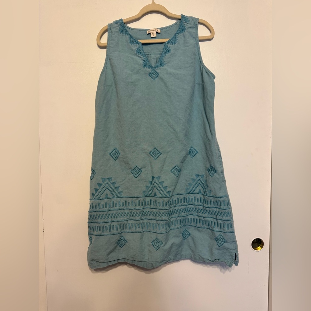 Coldwater Creek Teal Embroidered Dress